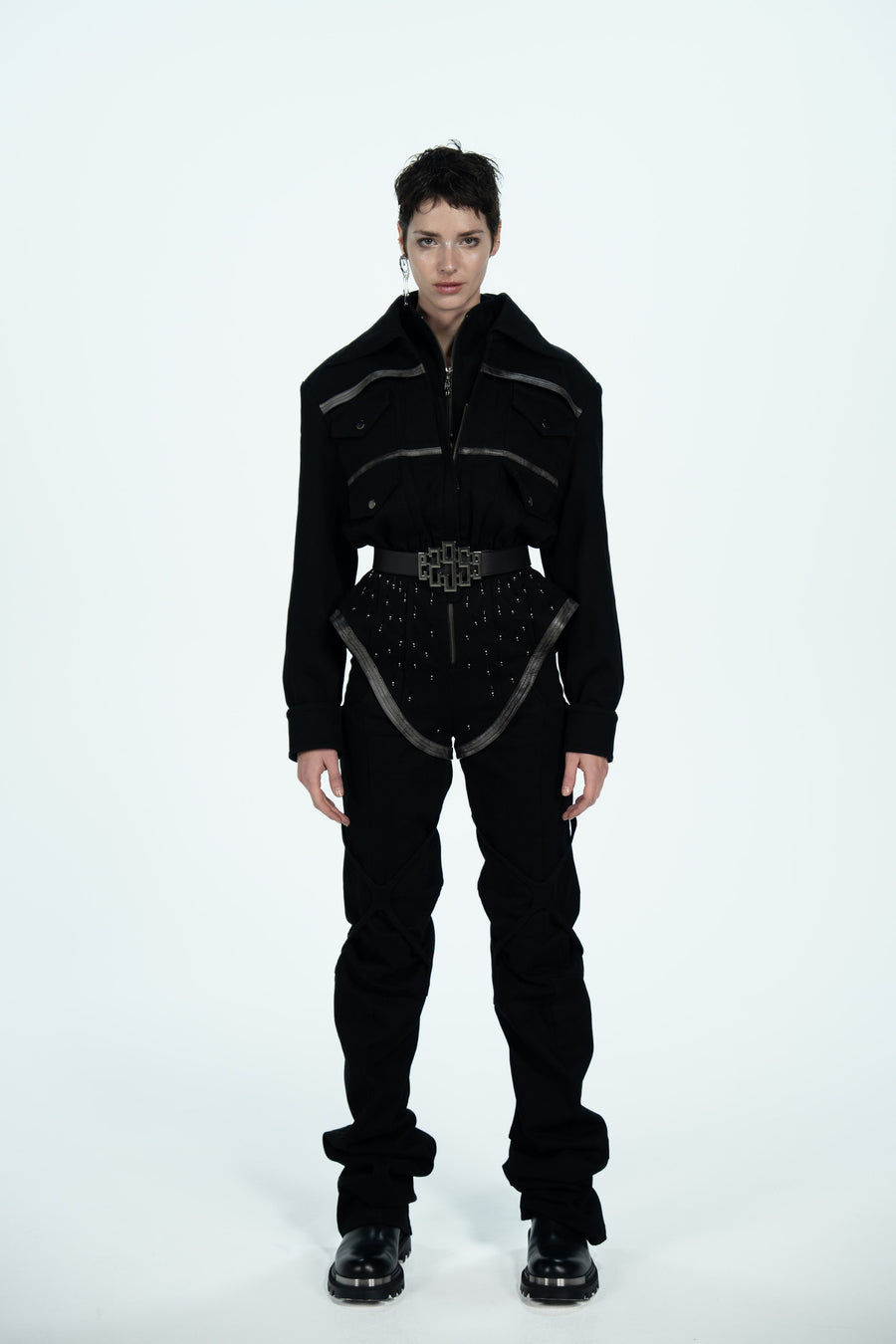 One-piece functional wind bead jump suit